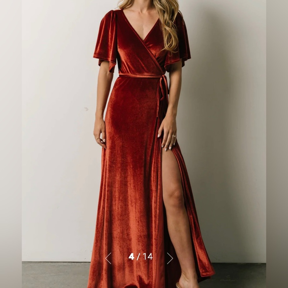 Baltic Born Meghan Velvet Wrap Maxi Dress-Terracotta-Size XL-NWT